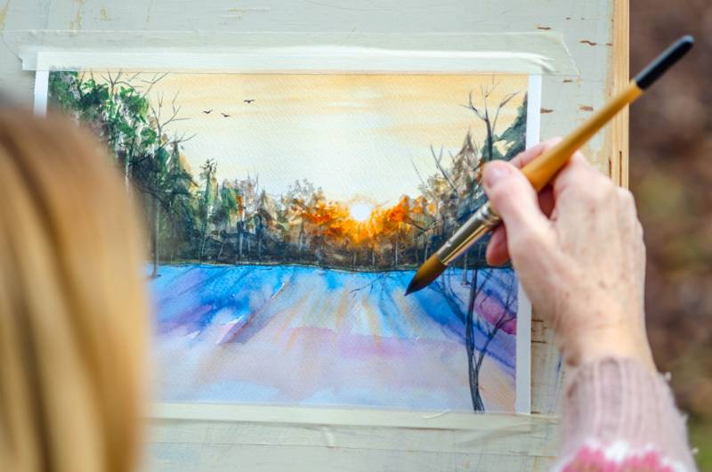 Fall Watercolor Landscape Painting